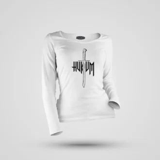 Hukum (Black) Women's Long Sleeve T-Shirt in White Color
