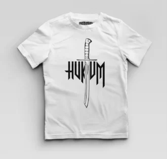 Hukum (Black) Boys Round Neck T-Shirt in White Color