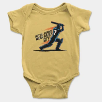 Not All Heroes Wear Capes, Some Wear No. 7 Onesie/Romper in Yellow Color