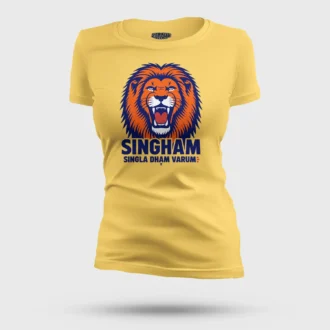 Singham Singla Dham Varum Women's T-Shirt in Yellow Color