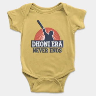 Dhoni Era Never Ends Onesie/Romper in Yellow Color