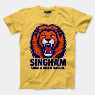 Singham Singla Dham Varum Men/Unisex T-Shirt in Yellow Color