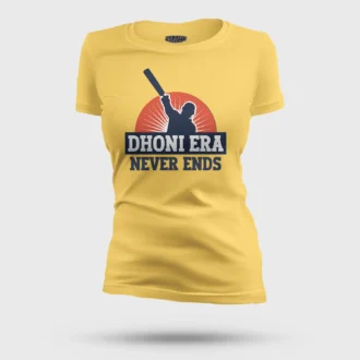 Dhoni Era Never Ends Women's T-Shirt in Yellow Color