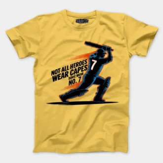 Not All Heroes Wear Capes, Some Wear No. 7 Men/Unisex T-Shirt in Yellow Color