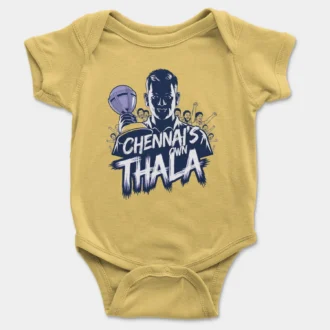 Chennais Own Thala Onesie/Romper in Yellow Color
