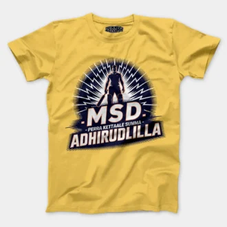 Dhoni – Perra Kettale Summa Adhirudhilla Men/Unisex T-Shirt in Yellow Color