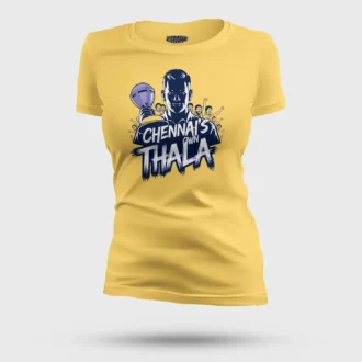 Chennais Own Thala Women's T-Shirt in Yellow Color