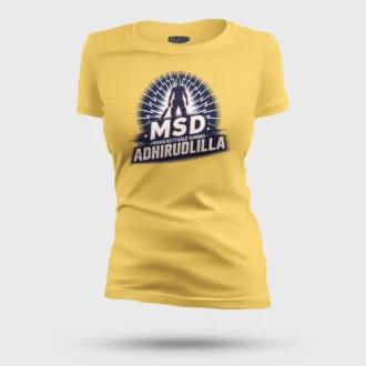Dhoni – Perra Kettale Summa Adhirudhilla Women's T-Shirt in Yellow Color