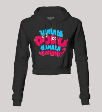 Innuma Indha Ooru Namala Nambudhu Women's Crop Hoodies in Black Color