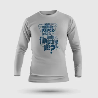 Nalu English Paper Meinjittu Vandhu Film Kattriya Nee Men/Unisex Long Sleeve T-Shirt in Grey Melange Color