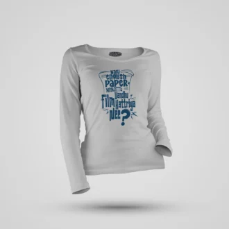 Nalu English Paper Meinjittu Vandhu Film Kattriya Nee Women's Long Sleeve T-Shirt in Grey Melange Color