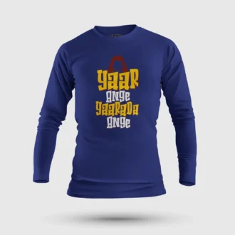 Yaar Ange Yaarada Ange Men/Unisex Long Sleeve T-Shirt in Royal Blue Color