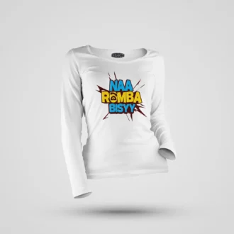 Naa Romba Bisyy Women's Long Sleeve T-Shirt in White Color