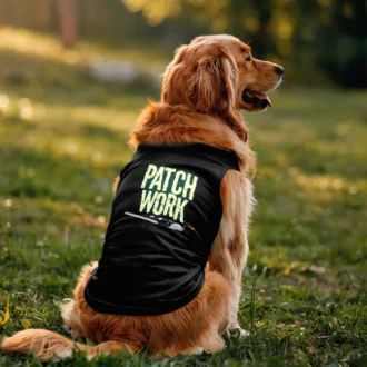 Patch Work Dog Tank in Black Color