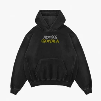 Ading Goiyala Men/Unisex Acid Wash Hoodie in Black Color