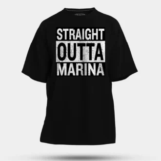 Straight Outta Marina Men/Unisex Oversized T-Shirt in Black Color