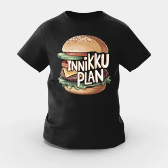 Innikki Plan - Burger Girls Round Neck T-Shirt in Black Color
