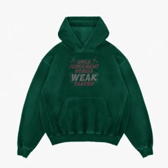 Unga Judgement Romba Weak Saarrr Men/Unisex Acid Wash Hoodie in Bottle Green Color