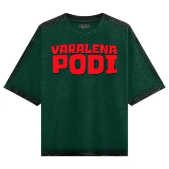 Varalena Podi Men/Unisex Acid Wash Oversized T-Shirt in Bottle Green Color