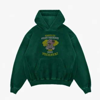 Naayu Ku Peru Vachaye Soru Vachaye Men/Unisex Acid Wash Hoodie in Bottle Green Color
