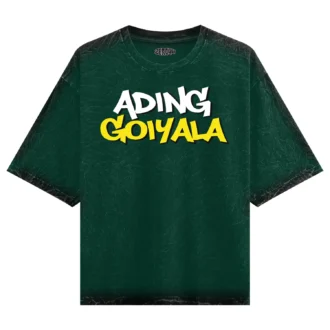 Ading Goiyala Men/Unisex Acid Wash Oversized T-Shirt in Bottle Green Color