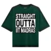 Straight Outta IIT Madras Men/Unisex Acid Wash Oversized T-Shirt in Bottle Green Color