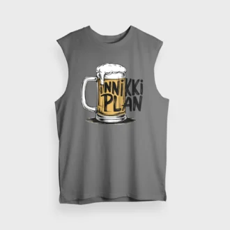 Inniki Plan - Beer Men/Unisex Tank Top in Charcoal Melange Color