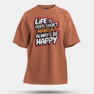 Life Is Very Short Nanba Men/Unisex Oversized T-Shirt in Coral Color