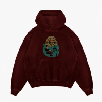 Vela Soliye Kolrangaiya Men/Unisex Acid Wash Hoodie in Maroon Color