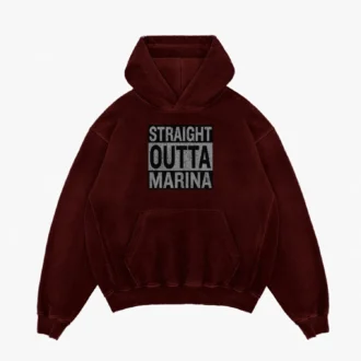 Straight Outta Marina Men/Unisex Acid Wash Hoodie in Maroon Color