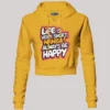 Life Is Very Short Nanba Women's Crop Hoodies in Mustard Yellow Color
