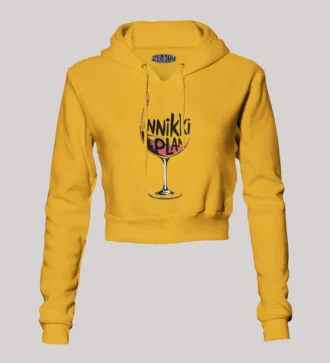 Innikki Plan - Wine Women's Crop Hoodies in Mustard Yellow Color