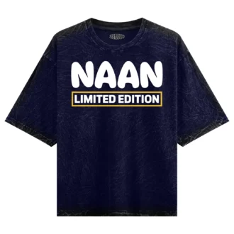 Naan Limited Edition Men/Unisex Acid Wash Oversized T-Shirt in Navy Blue Color