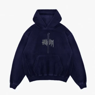 Hukum Men/Unisex Acid Wash Hoodie in Navy Blue Color