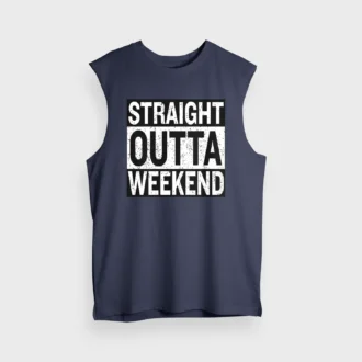 Straight Outta Weekend Men/Unisex Tank Top in Navy Blue Color