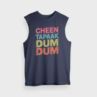 Cheen Tapaak Dum Dum Men/Unisex Tank Top in Navy Blue Color