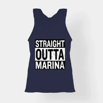 Straight Outta Marina Women's Tank Top in Navy Blue Color