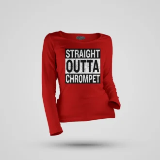 Straight Outta Chrompet Women's Long Sleeve T-Shirt in Red Color