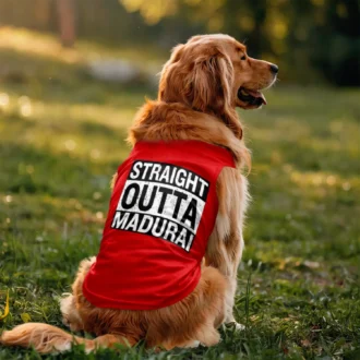 Straight Outta Madurai Dog Tank in Red Color