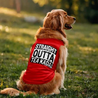Straight Outta Tea Kadai Dog Tank in Red Color