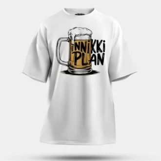 Inniki Plan - Beer Men/Unisex Oversized T-Shirt in White Color