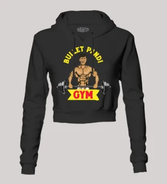 Bullet Pandi Gym Women's Crop Hoodies in Black Color