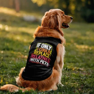 If Only I Could Replace Relatives With Pets Dog Tank in Black Color