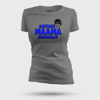 Amitabh Maama Neengala Women's T-Shirt in Charcoal Melange Color
