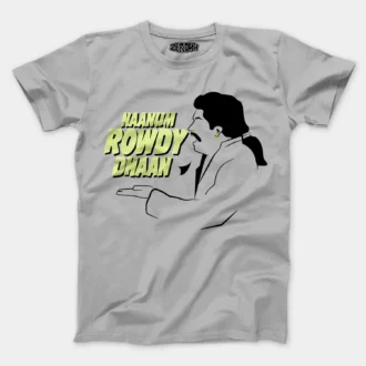 Naanum Rowdy Dhaan Men/Unisex T-Shirt in Grey Melange Color