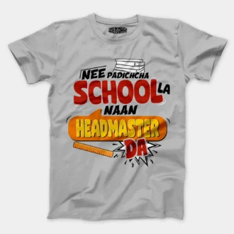 Nee Padicha School La Naan Headmaster Da Men/Unisex T-Shirt in Grey Melange Color