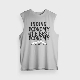 Indian Economy Is The Best Economy Men/Unisex Tank Top in Grey Melange Color