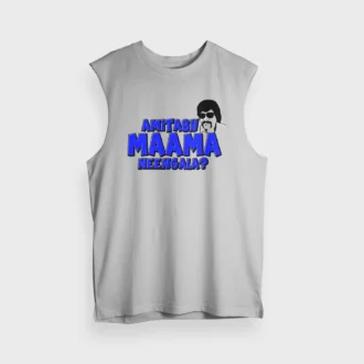 Amitabh Maama Neengala Men/Unisex Tank Top in Grey Melange Color