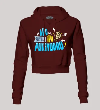 Apo Puriyala, Ipo Puriyudhu Women's Crop Hoodies in Maroon Color