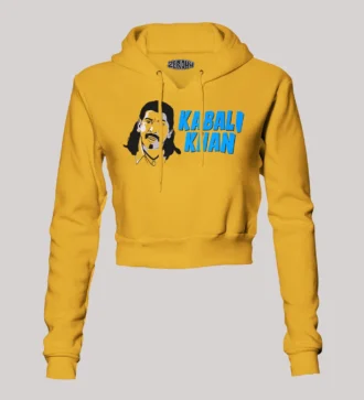 Kabali Khan Women's Crop Hoodies in Mustard Yellow Color